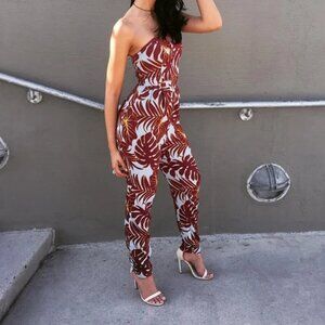 H&M Conscious Strapless Tropical Jumpsuit